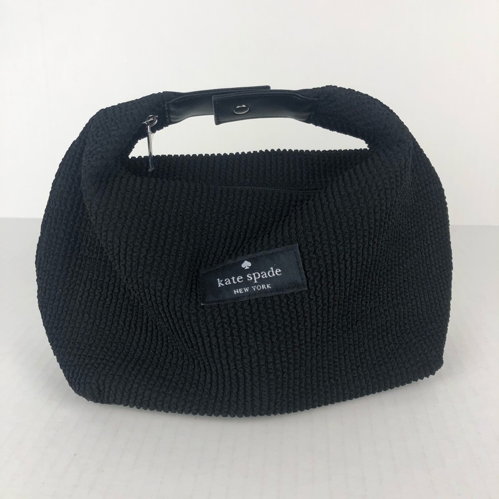 Kate Spade Black Button Top-Handle Cosmetic Bag with Zip Closure
